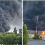 Dramatični snimci iz Rusije! Rafinerija u plamenu, delovi drona pali i ljudima u dvorište (VIDEO)