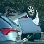 Karambol na Brankovom mostu: Automobil se prevrnuo na krov! (FOTO)