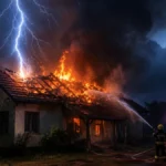 Dramatične scene kod Prokuplja! Grom udario pravo u kuću, krov progutala vatra